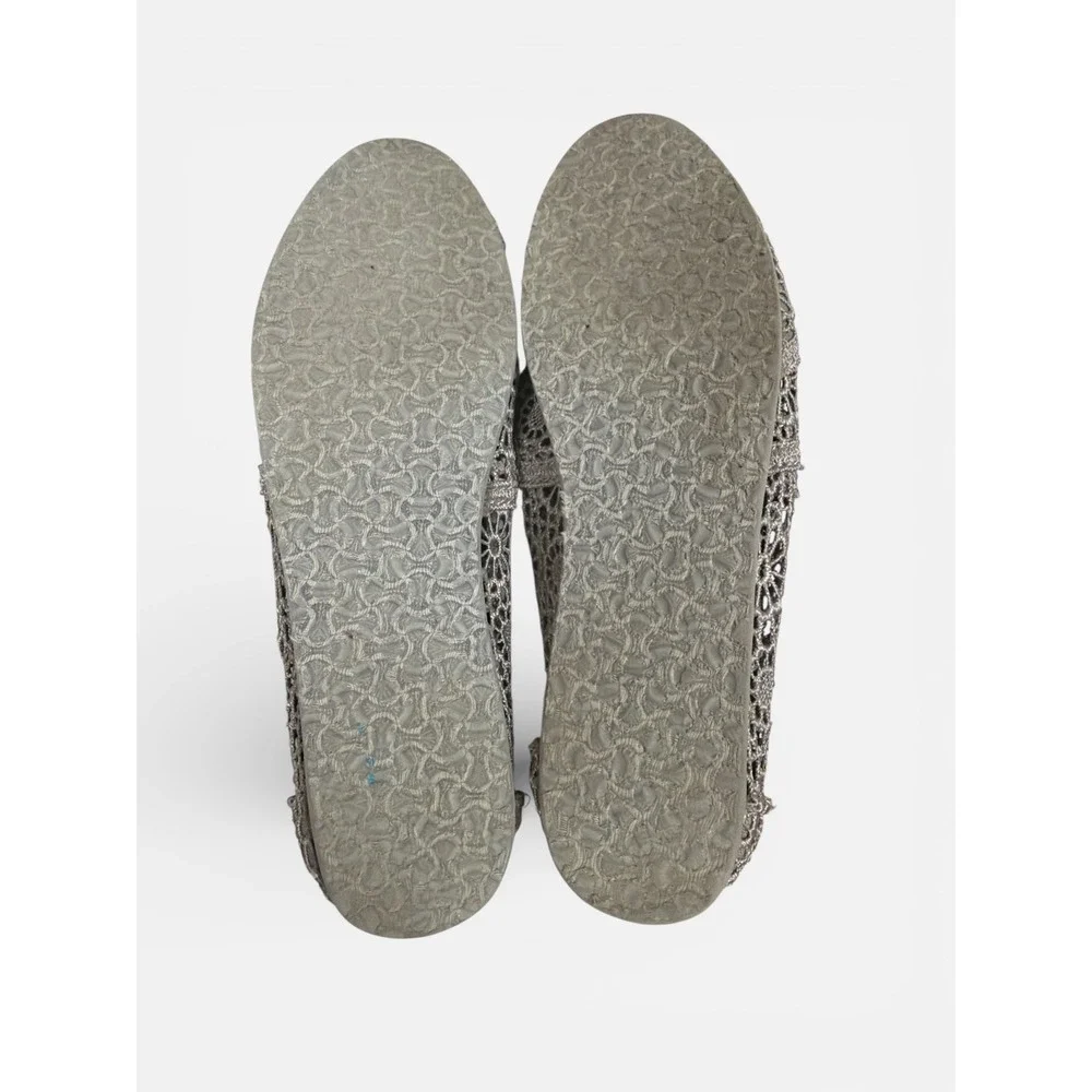 TOMS Gray Crochet Lace Classic Alpargata‎ Slip On Shoes Womens 7.5